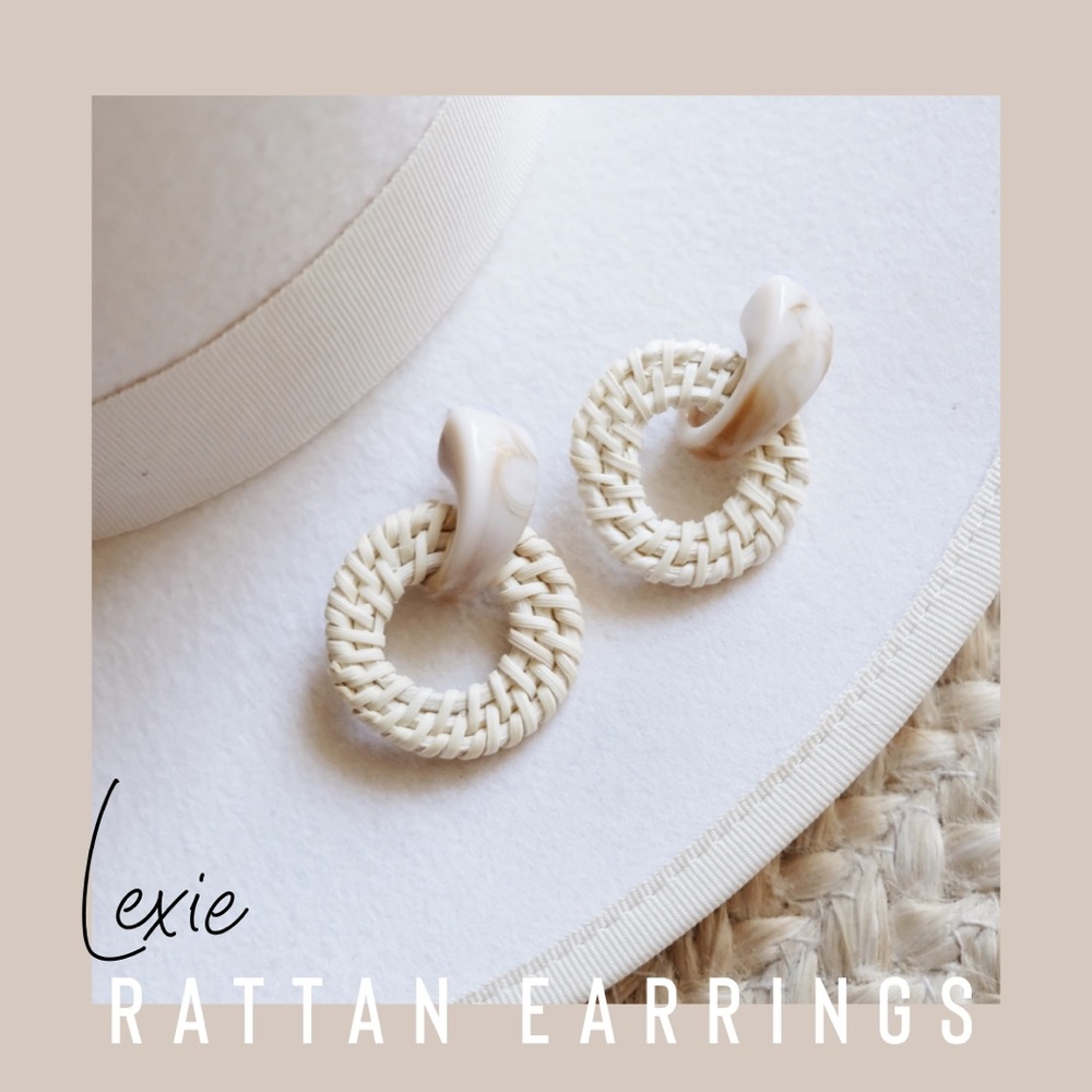“Lexie” Woven Bamboo Earrings - Picture 1 of 2